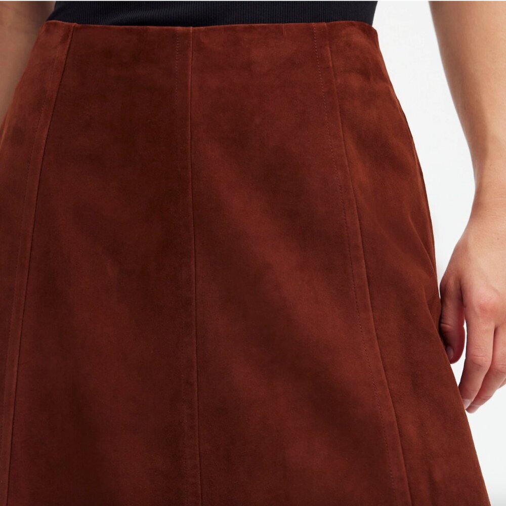 NWT! MADEWELL Suede Seamed Midi Skirt Size 4 - Picture 4 of 8